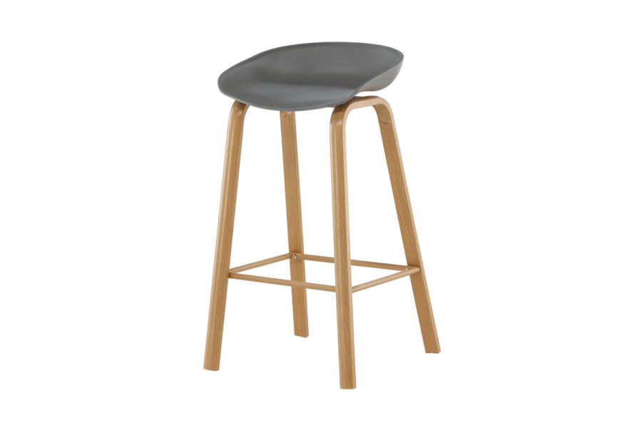 VENTURE DESIGN Decatur barstol, m. rygln og fodsttte - gr polypropylen og natur stl