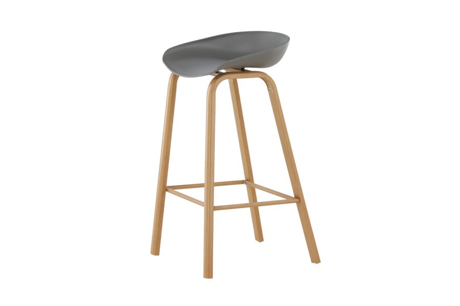 VENTURE DESIGN Decatur barstol, m. rygln og fodsttte - gr polypropylen og natur stl