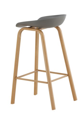 VENTURE DESIGN Decatur barstol, m. rygln og fodsttte - gr polypropylen og natur stl