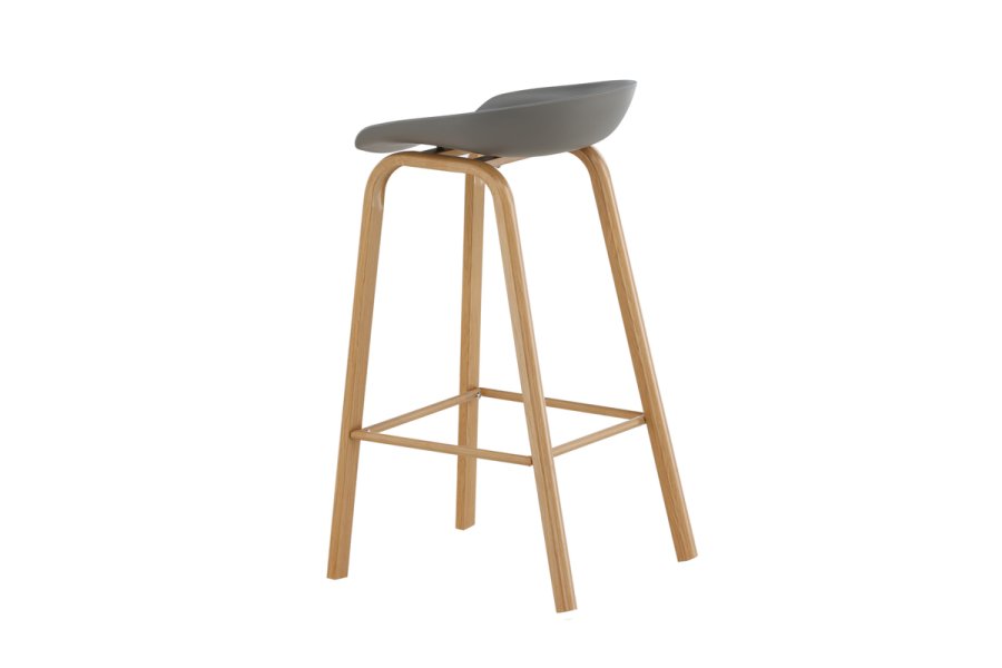 VENTURE DESIGN Decatur barstol, m. rygln og fodsttte - gr polypropylen og natur stl