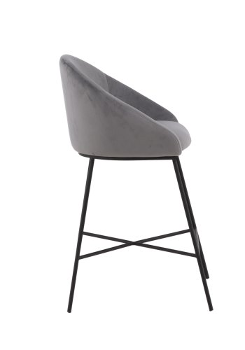 VENTURE DESIGN Velvet barstol, m. rygln, armln, fodsttte - mrkegr fljl og sort stl