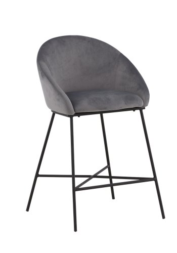VENTURE DESIGN Velvet barstol, m. rygln, armln, fodsttte - mrkegr fljl og sort stl