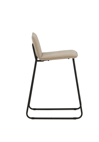 VENTURE DESIGN Bisbee barstol, m. rygln og fodsttte - beige mikrofiber og sort stl