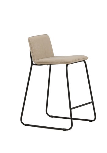 VENTURE DESIGN Bisbee barstol, m. rygln og fodsttte - beige mikrofiber og sort stl