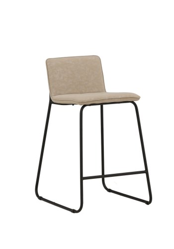 VENTURE DESIGN Bisbee barstol, m. rygln og fodsttte - beige mikrofiber og sort stl