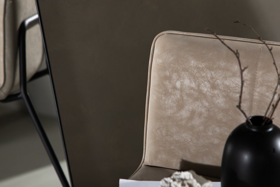 VENTURE DESIGN Bisbee barstol, m. rygln og fodsttte - beige mikrofiber og sort stl