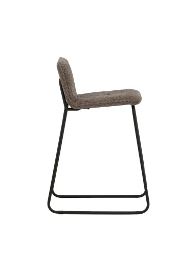 VENTURE DESIGN Bisbee barstol, m. rygln og fodsttte - mrkegr mikrofiber og sort stl