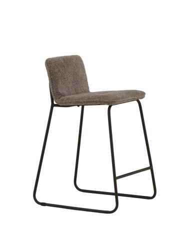 VENTURE DESIGN Bisbee barstol, m. rygln og fodsttte - mrkegr mikrofiber og sort stl