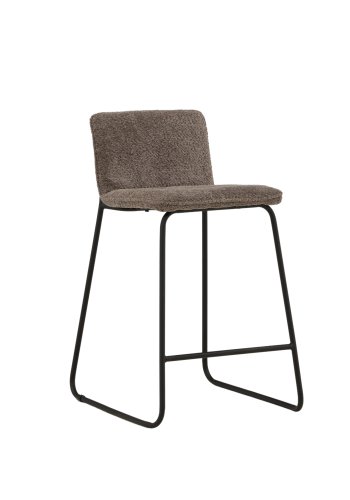 VENTURE DESIGN Bisbee barstol, m. rygln og fodsttte - mrkegr mikrofiber og sort stl