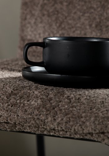 VENTURE DESIGN Bisbee barstol, m. rygln og fodsttte - mrkegr mikrofiber og sort stl