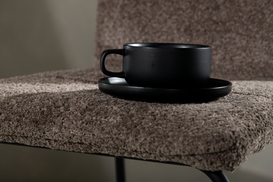 VENTURE DESIGN Bisbee barstol, m. rygln og fodsttte - mrkegr mikrofiber og sort stl