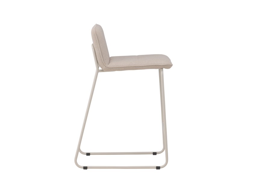 VENTURE DESIGN Bisbee barstol, m. rygln og fodsttte - beige bouclé stof og stl
