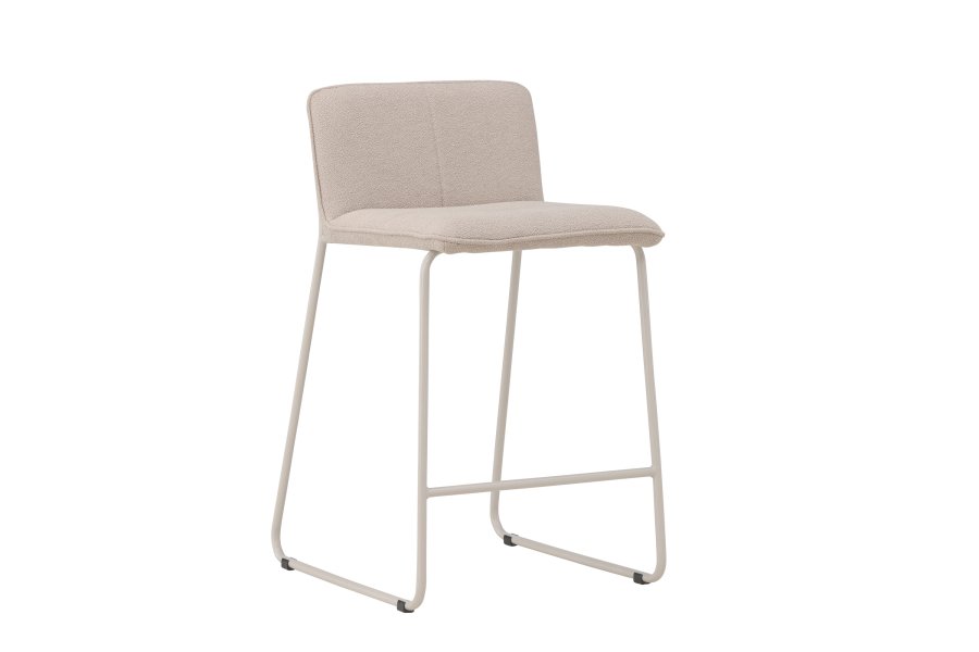 VENTURE DESIGN Bisbee barstol, m. rygln og fodsttte - beige bouclé stof og stl
