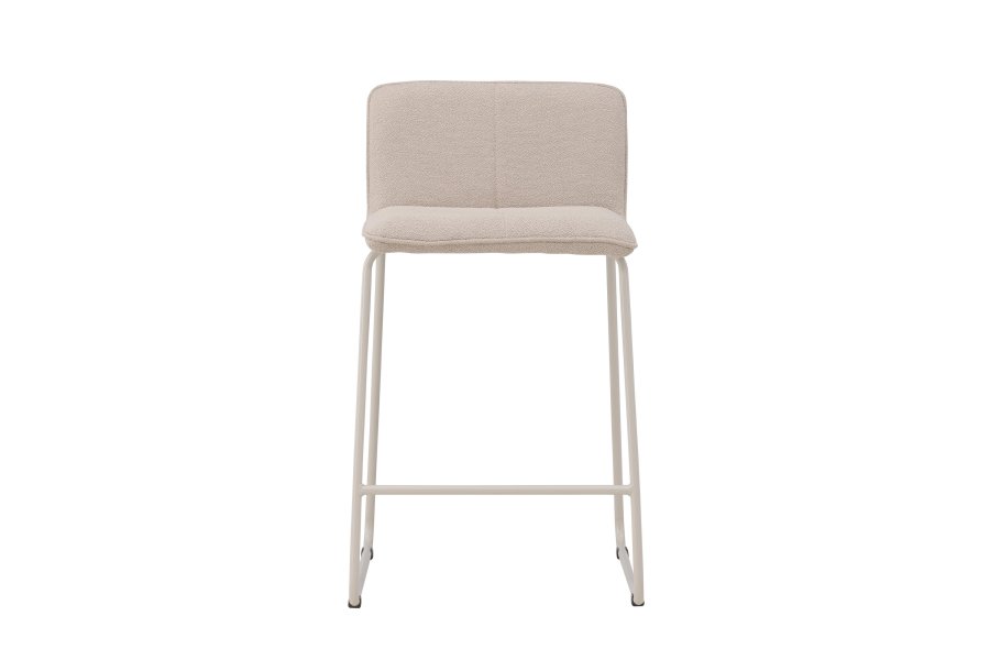VENTURE DESIGN Bisbee barstol, m. rygln og fodsttte - beige bouclé stof og stl