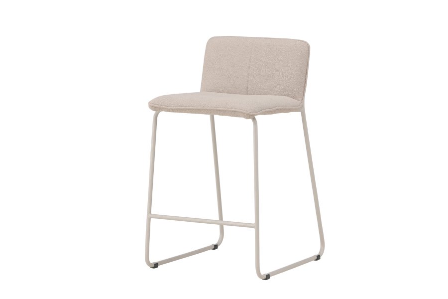 VENTURE DESIGN Bisbee barstol, m. rygln og fodsttte - beige bouclé stof og stl