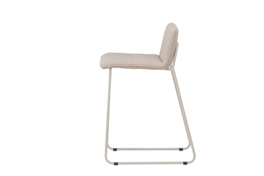 VENTURE DESIGN Bisbee barstol, m. rygln og fodsttte - beige bouclé stof og stl