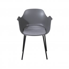 VENTURE DESIGN Comfort spisebordsstol, m. armln og hynde - gr plastik og sort metal