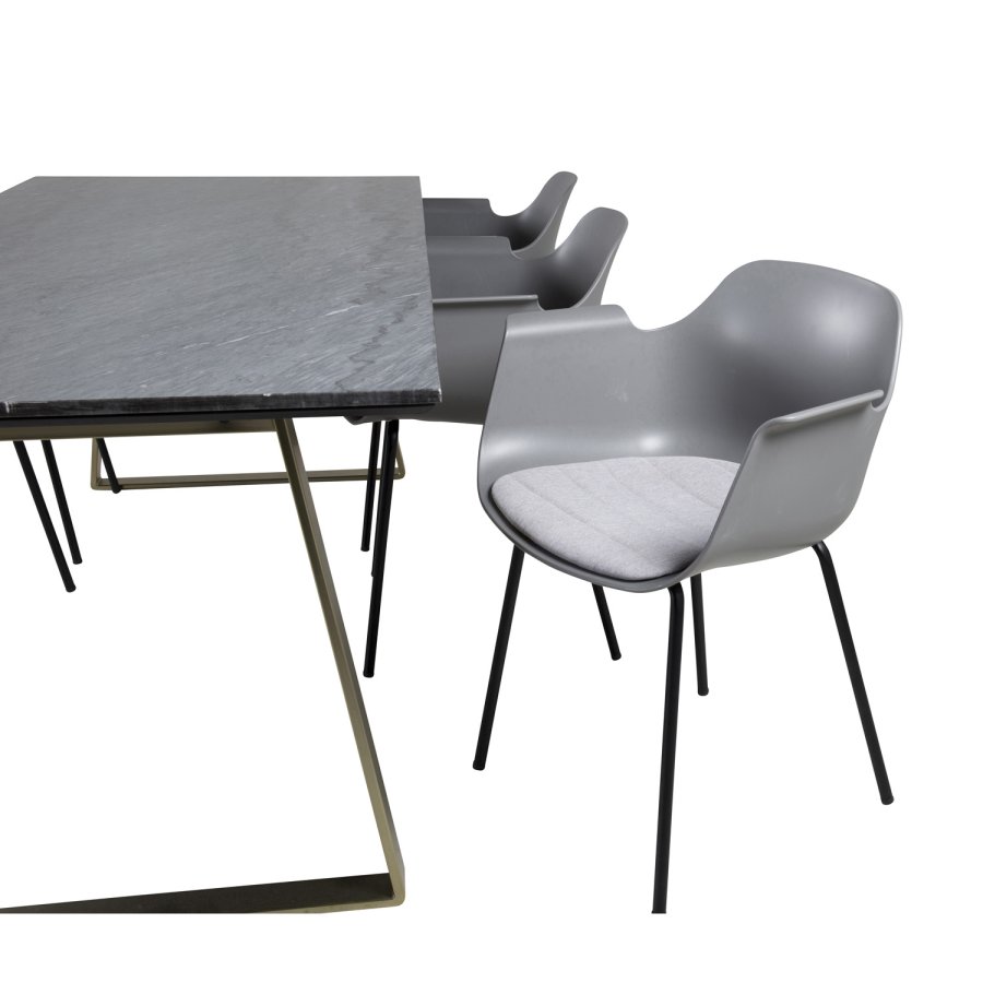 VENTURE DESIGN Comfort spisebordsstol, m. armln og hynde - gr plastik og sort metal