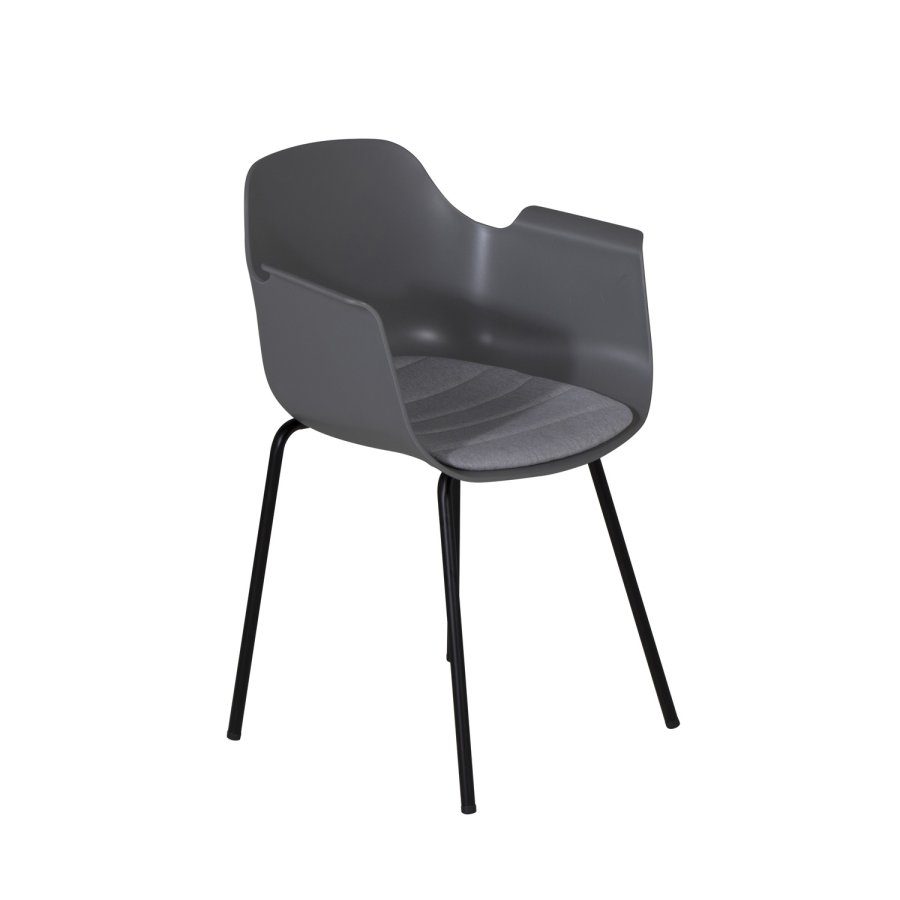 VENTURE DESIGN Comfort spisebordsstol, m. armln og hynde - gr plastik og sort metal