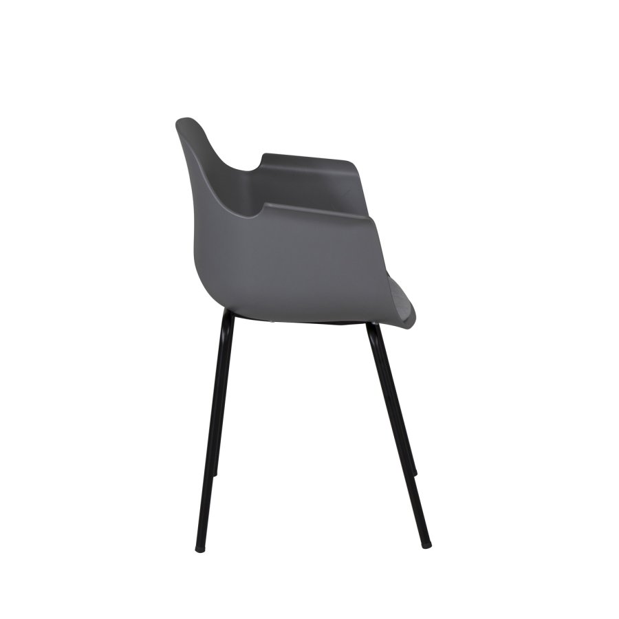 VENTURE DESIGN Comfort spisebordsstol, m. armln og hynde - gr plastik og sort metal