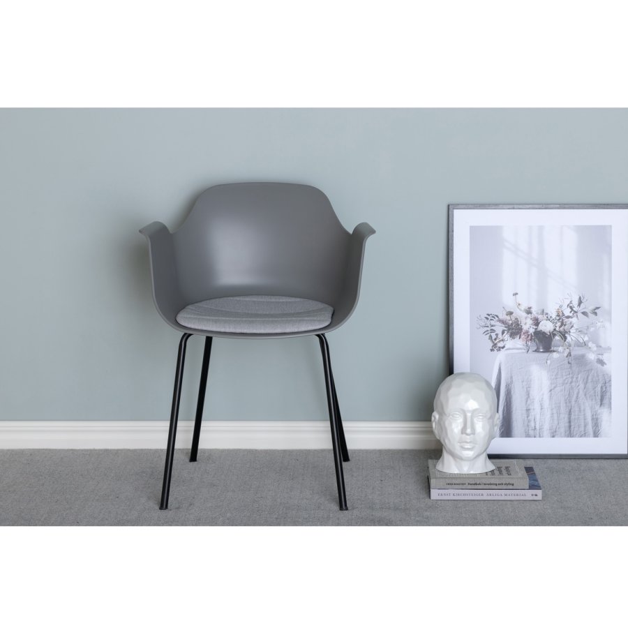 VENTURE DESIGN Comfort spisebordsstol, m. armln og hynde - gr plastik og sort metal