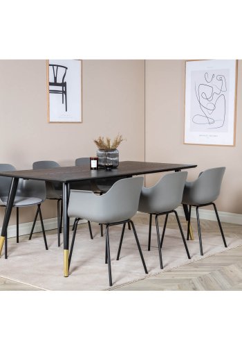 VENTURE DESIGN Comfort spisebordsstol, m. armln og hynde - gr plastik og sort metal