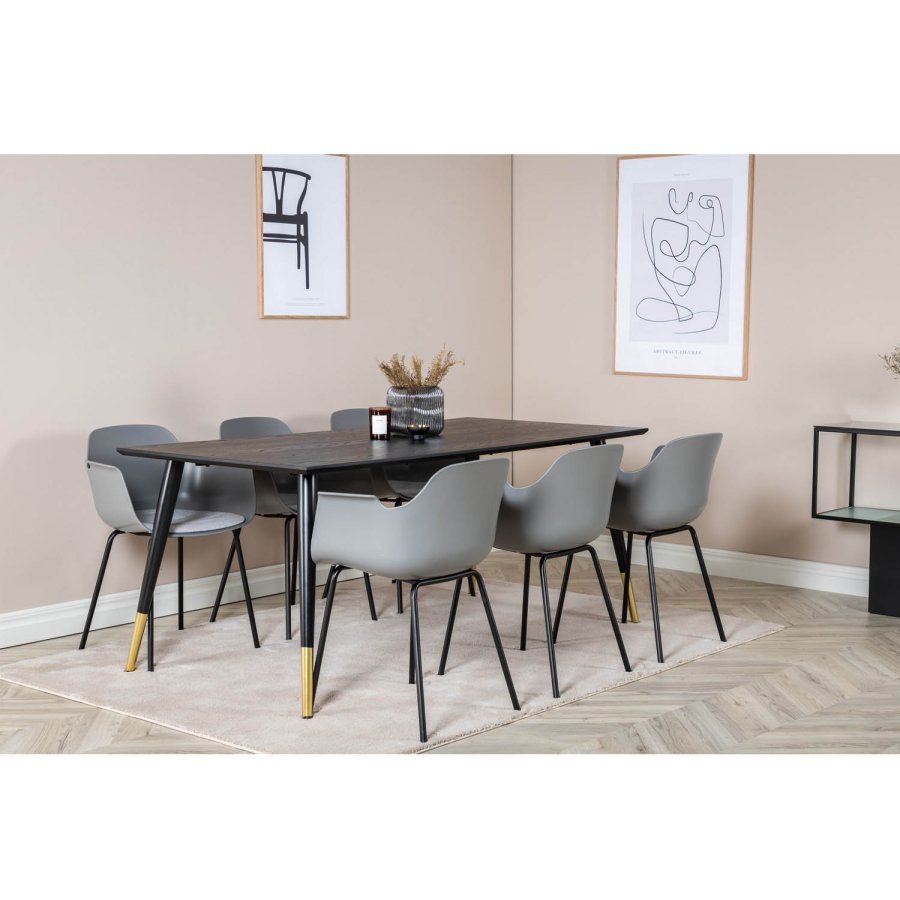 VENTURE DESIGN Comfort spisebordsstol, m. armln og hynde - gr plastik og sort metal