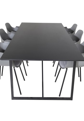 VENTURE DESIGN Comfort spisebordsstol, m. armln og hynde - gr plastik og sort metal