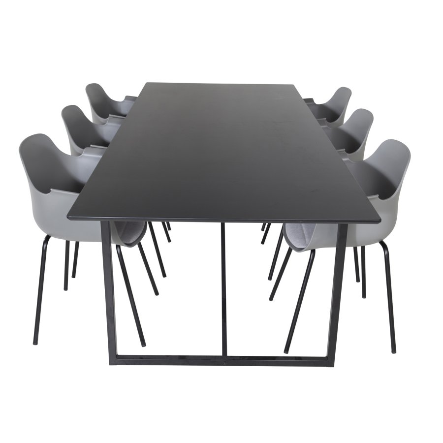 VENTURE DESIGN Comfort spisebordsstol, m. armln og hynde - gr plastik og sort metal