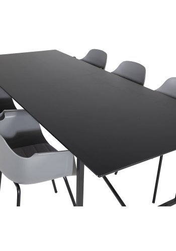 VENTURE DESIGN Comfort spisebordsstol, m. armln og hynde - gr plastik og sort metal