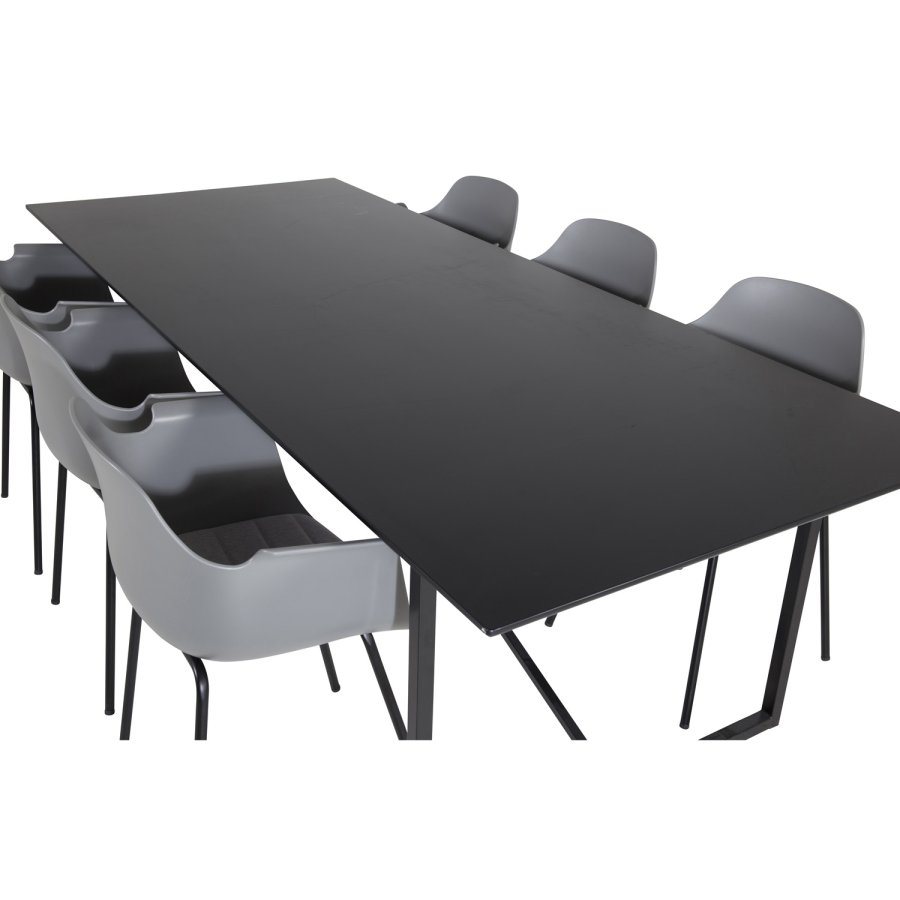 VENTURE DESIGN Comfort spisebordsstol, m. armln og hynde - gr plastik og sort metal