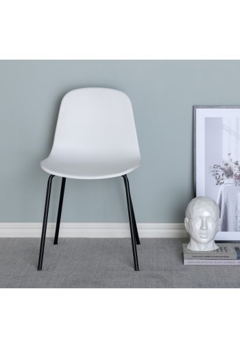 VENTURE DESIGN Arctic spisebordsstol - hvid plastik og sort metal