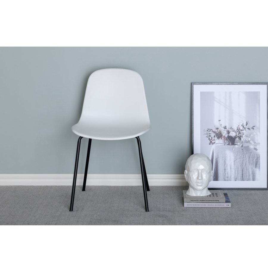 VENTURE DESIGN Arctic spisebordsstol - hvid plastik og sort metal