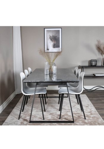 VENTURE DESIGN Arctic spisebordsstol - hvid plastik og sort metal