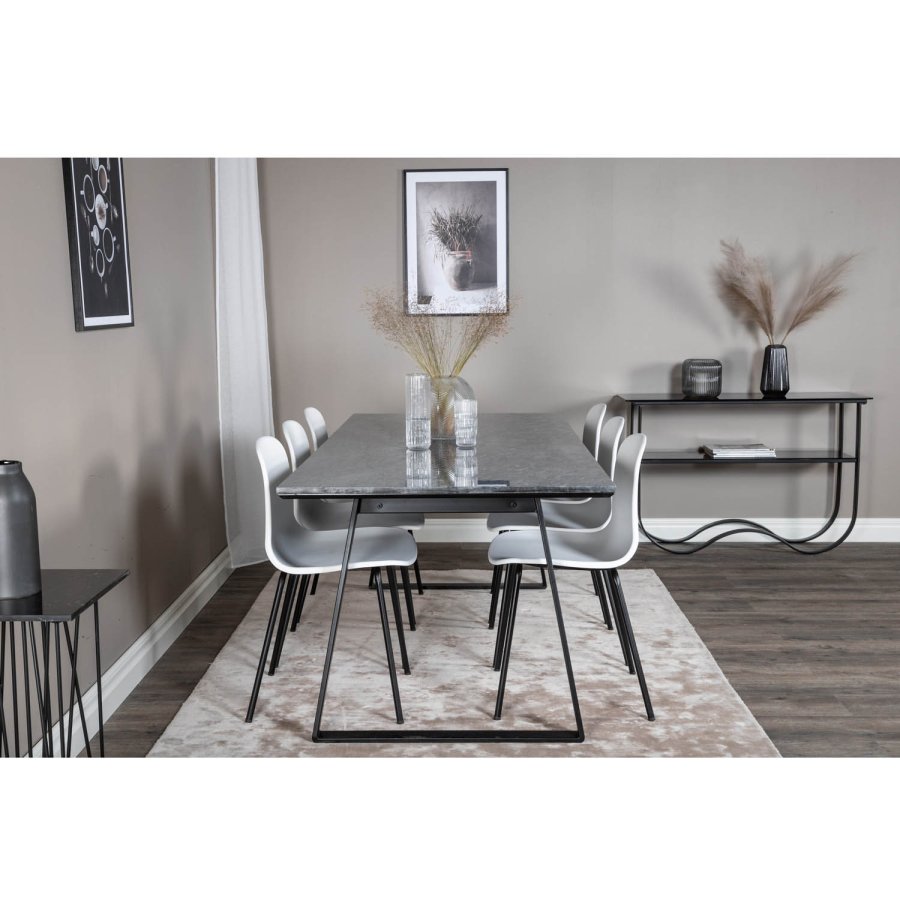 VENTURE DESIGN Arctic spisebordsstol - hvid plastik og sort metal