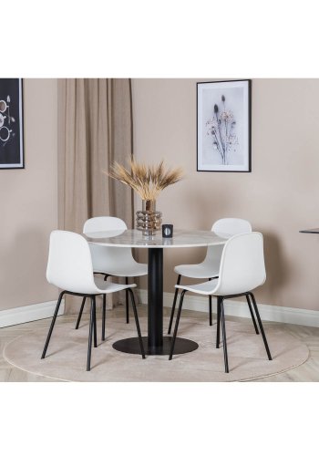 VENTURE DESIGN Arctic spisebordsstol - hvid plastik og sort metal