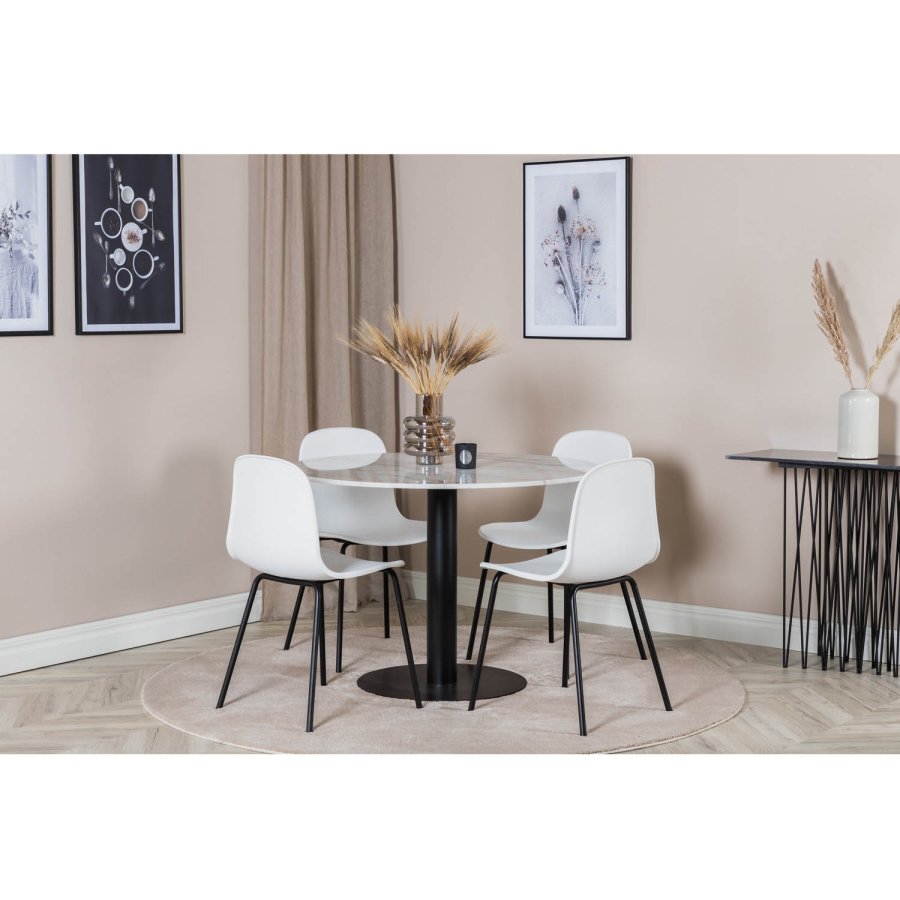 VENTURE DESIGN Arctic spisebordsstol - hvid plastik og sort metal