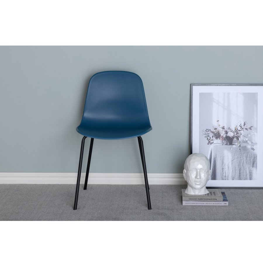 VENTURE DESIGN Arctic spisebordsstol - bl plastik og sort metal
