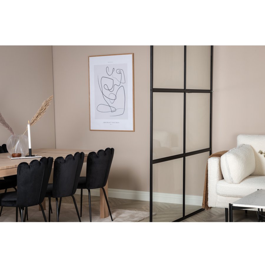 VENTURE DESIGN Leif rumdeler - glas og sort metal (150x210)