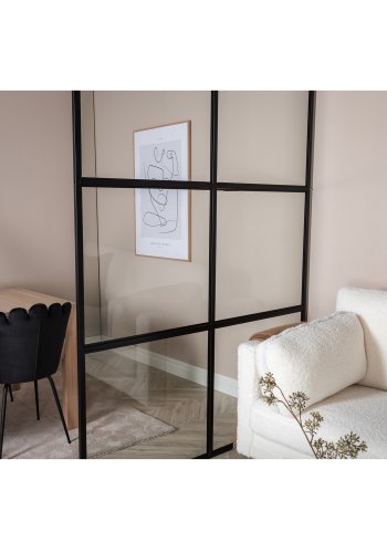 VENTURE DESIGN Leif rumdeler - glas og sort metal (150x210)