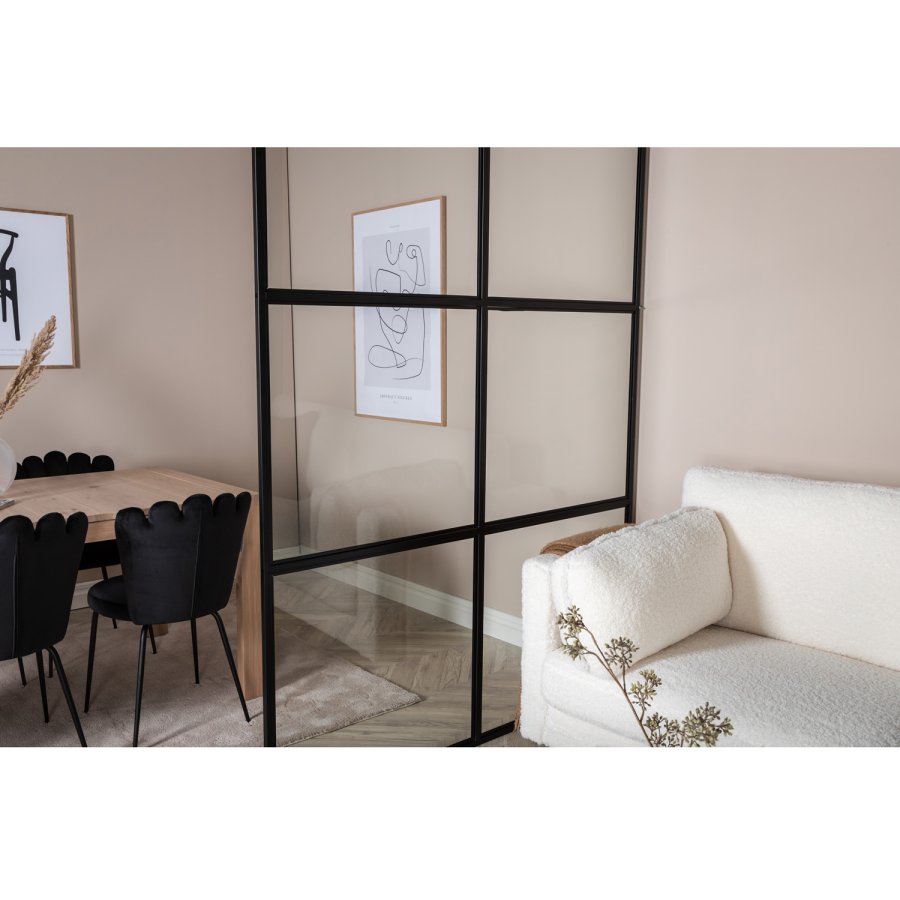 VENTURE DESIGN Leif rumdeler - glas og sort metal (150x210)