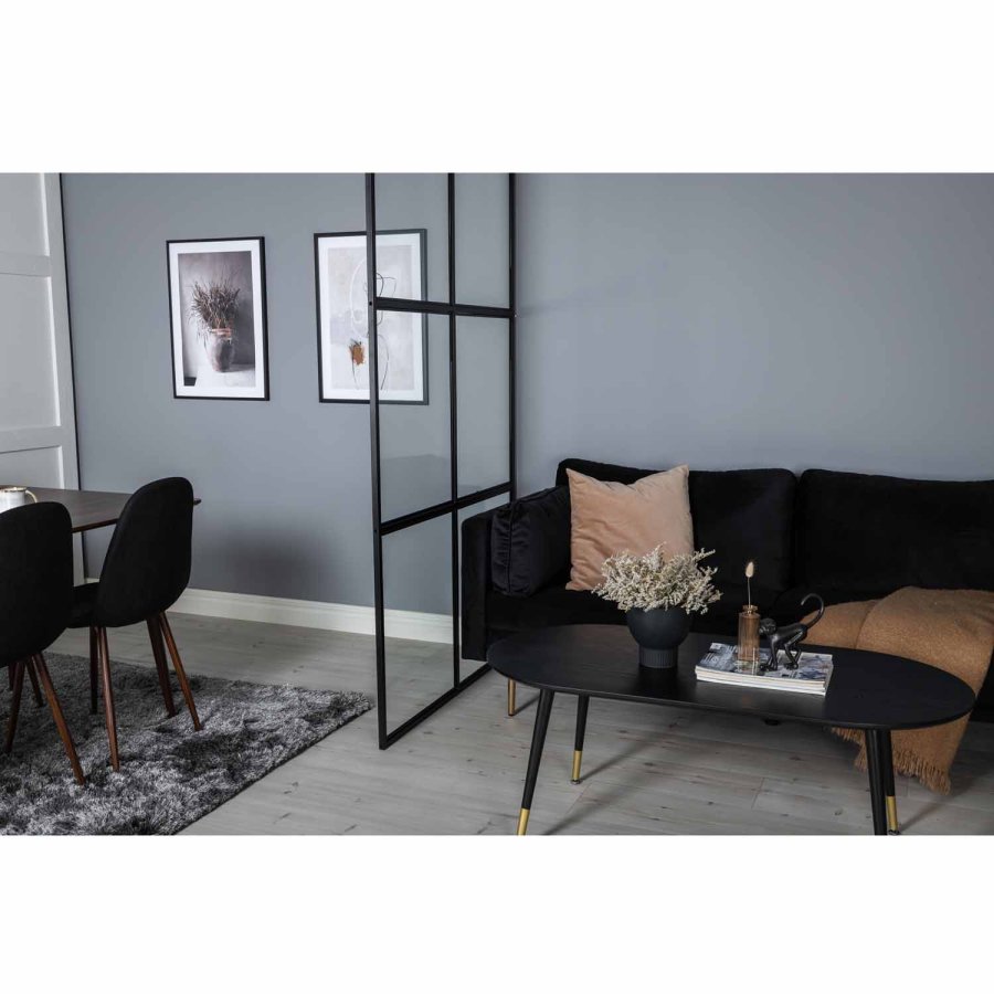 VENTURE DESIGN Leif rumdeler - glas og sort metal (120x210)