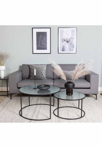 VENTURE DESIGN Bolero 3 pers. sofa - gr polyester og sort metal