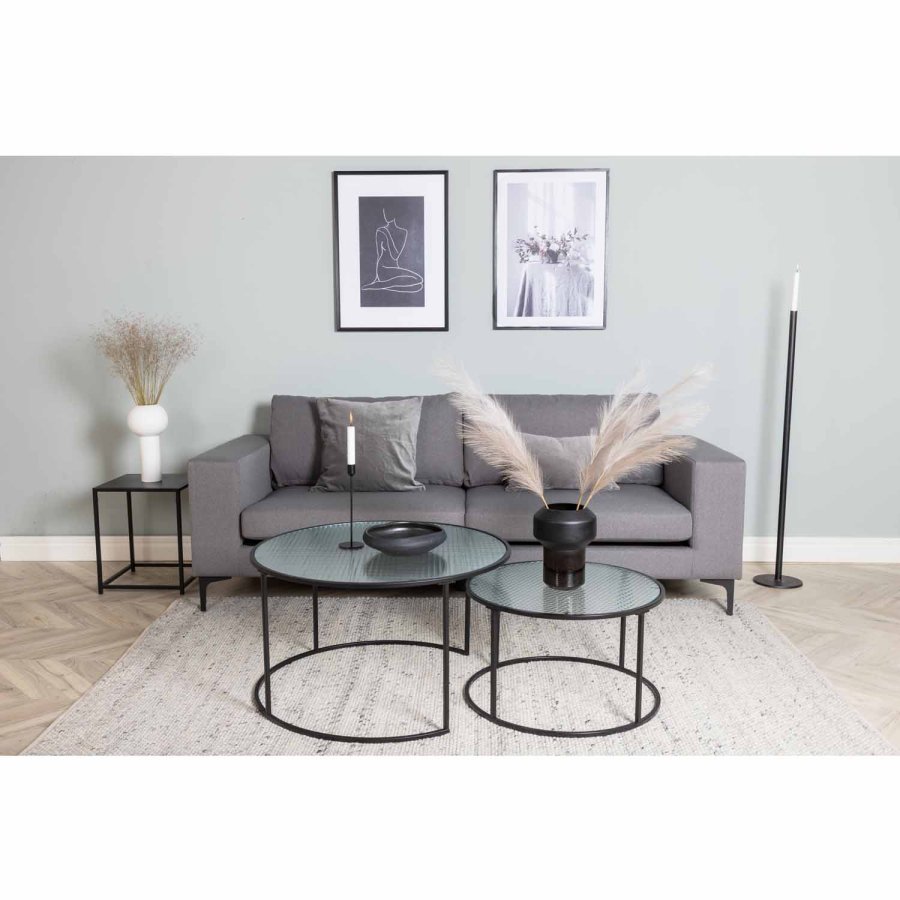 VENTURE DESIGN Bolero 3 pers. sofa - gr polyester og sort metal