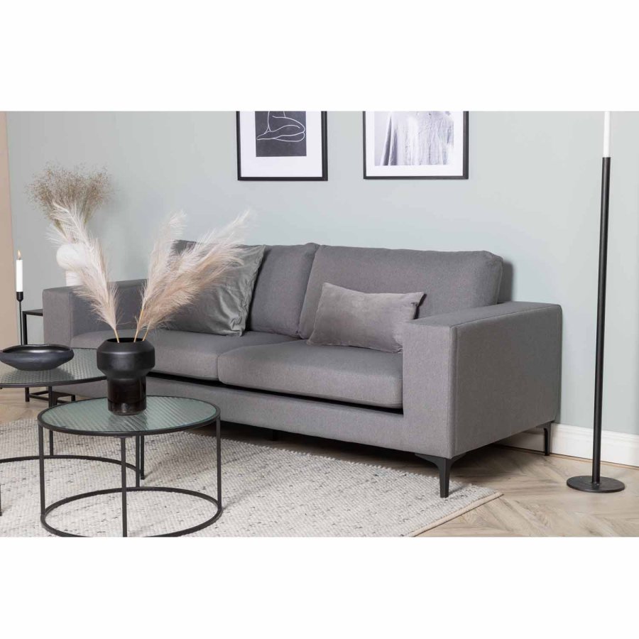 VENTURE DESIGN Bolero 3 pers. sofa - gr polyester og sort metal