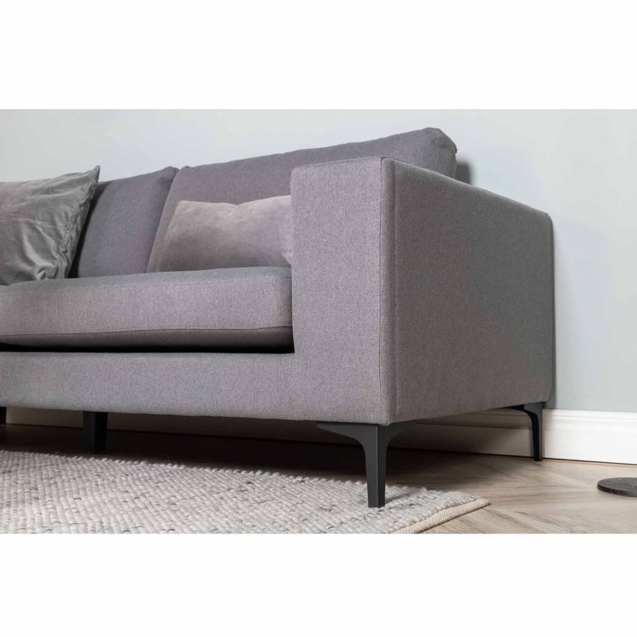 VENTURE DESIGN Bolero 3 pers. sofa - gr polyester og sort metal