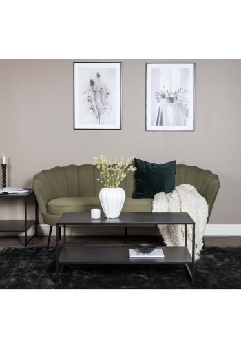 VENTURE DESIGN Calais 3 personers sofa - grn polyester og sort metal