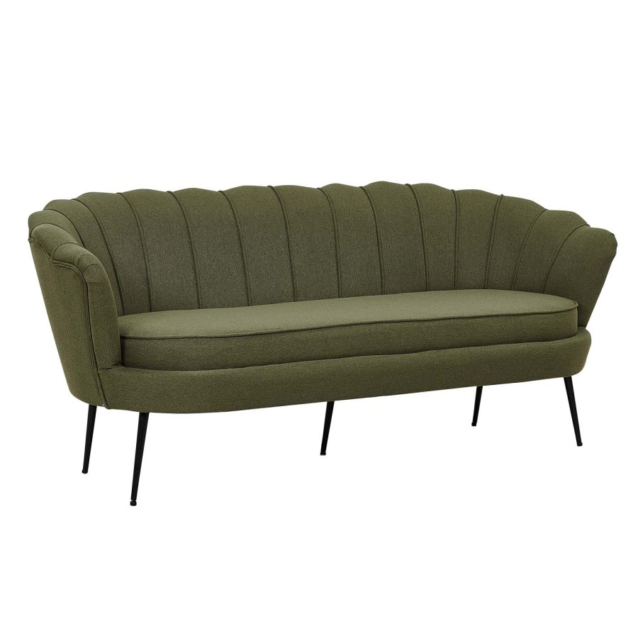 VENTURE DESIGN Calais 3 personers sofa - grn polyester og sort metal