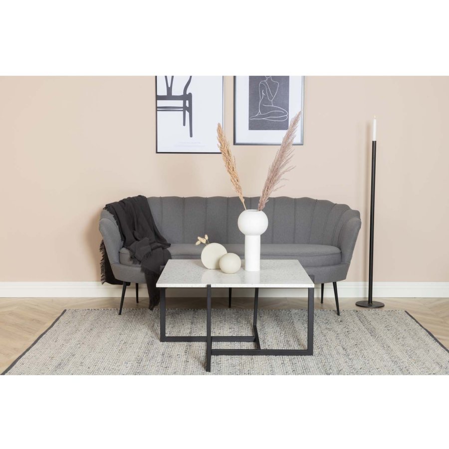 VENTURE DESIGN Calais 3 personers sofa - gr polyester og sort metal