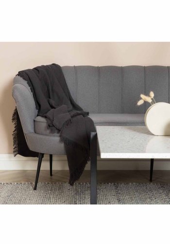 VENTURE DESIGN Calais 3 personers sofa - gr polyester og sort metal